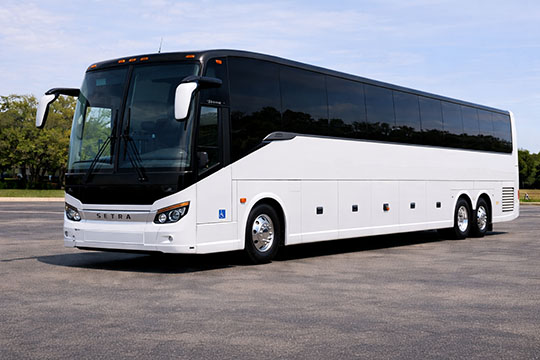 56-passenger charter bus Denver